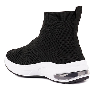Black Fourgrid Knitted Ankle Chunky Sneaker