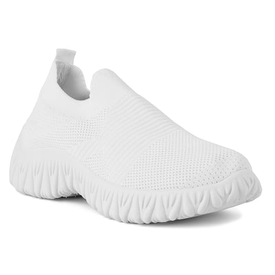 White Fair Play Knitted Chunky Running Sneakers