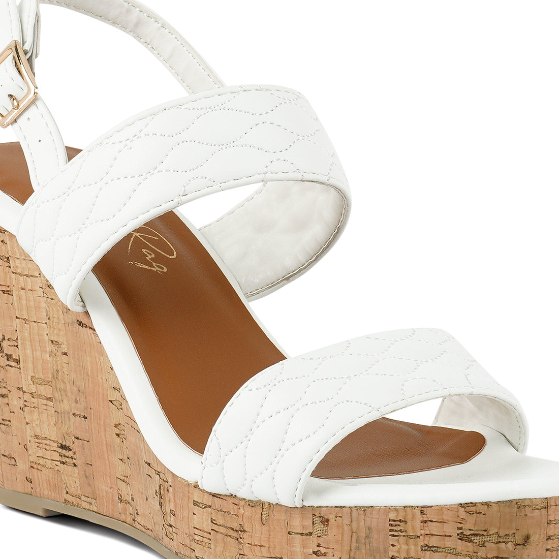 White Quilted High Wedge Heel Sandals