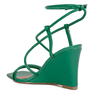 ankle strap wedge sandals#color_green