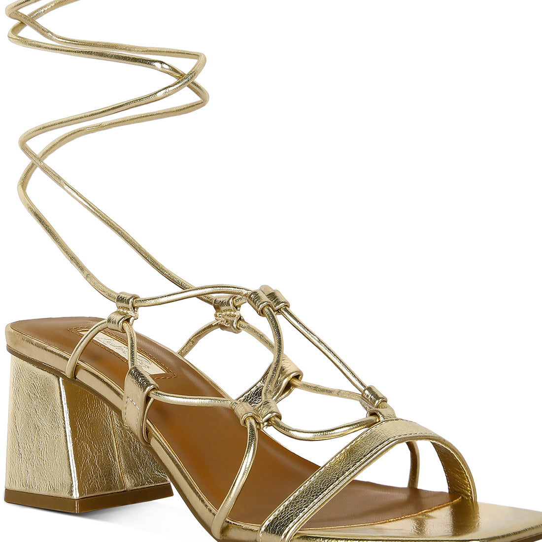 lace up block heeled sandal#color_gold