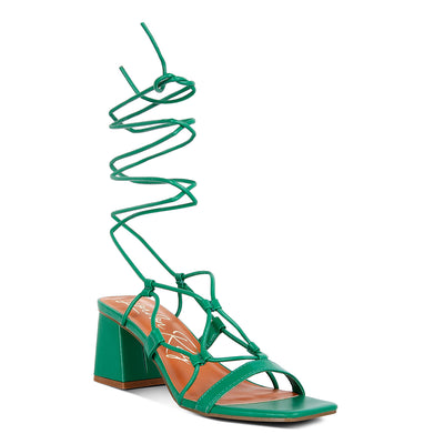 lace up block heeled sandal#color_green