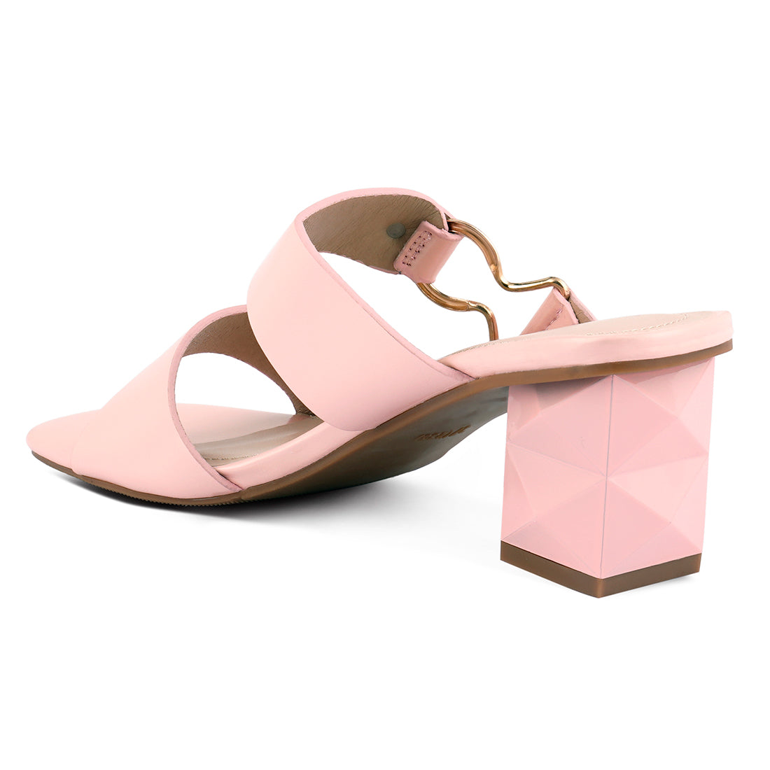 Pink Hookup Geometric Cut Block Heel Slides