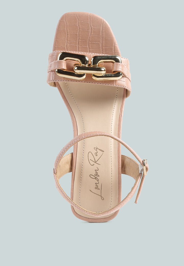 women clear low heel chain sandal#color_pink