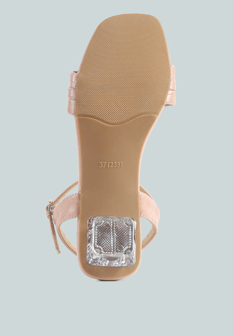 women clear low heel chain sandal#color_pink