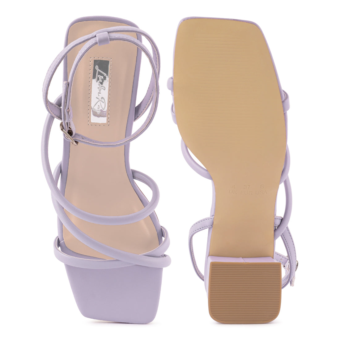 Lilac Mid Block Heel Casual Sandals