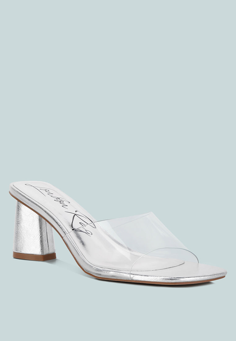 women clear flirt clear strap slip on heels#color_silver