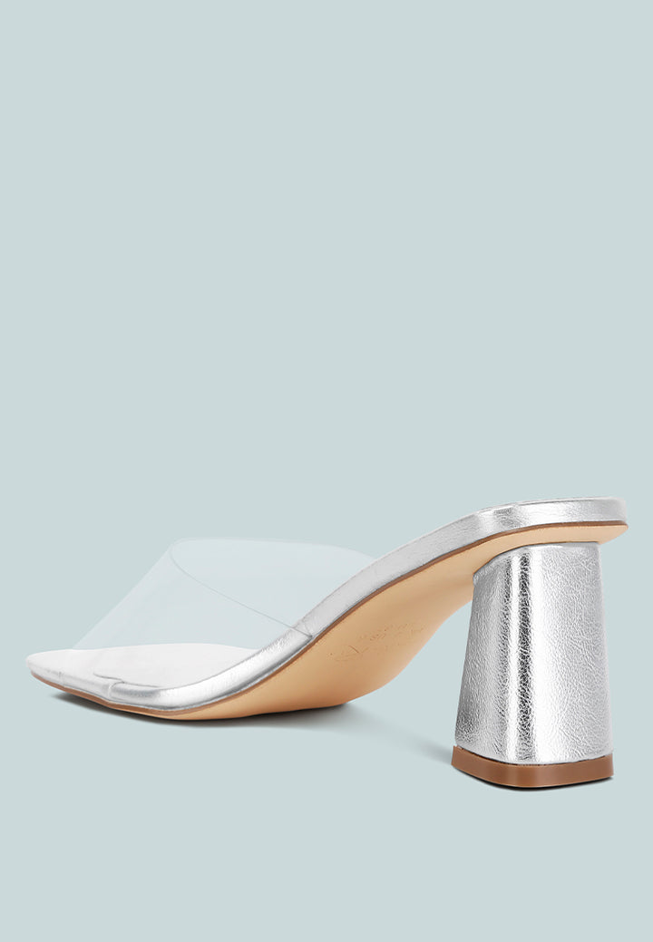 women clear flirt clear strap slip on heels#color_silver