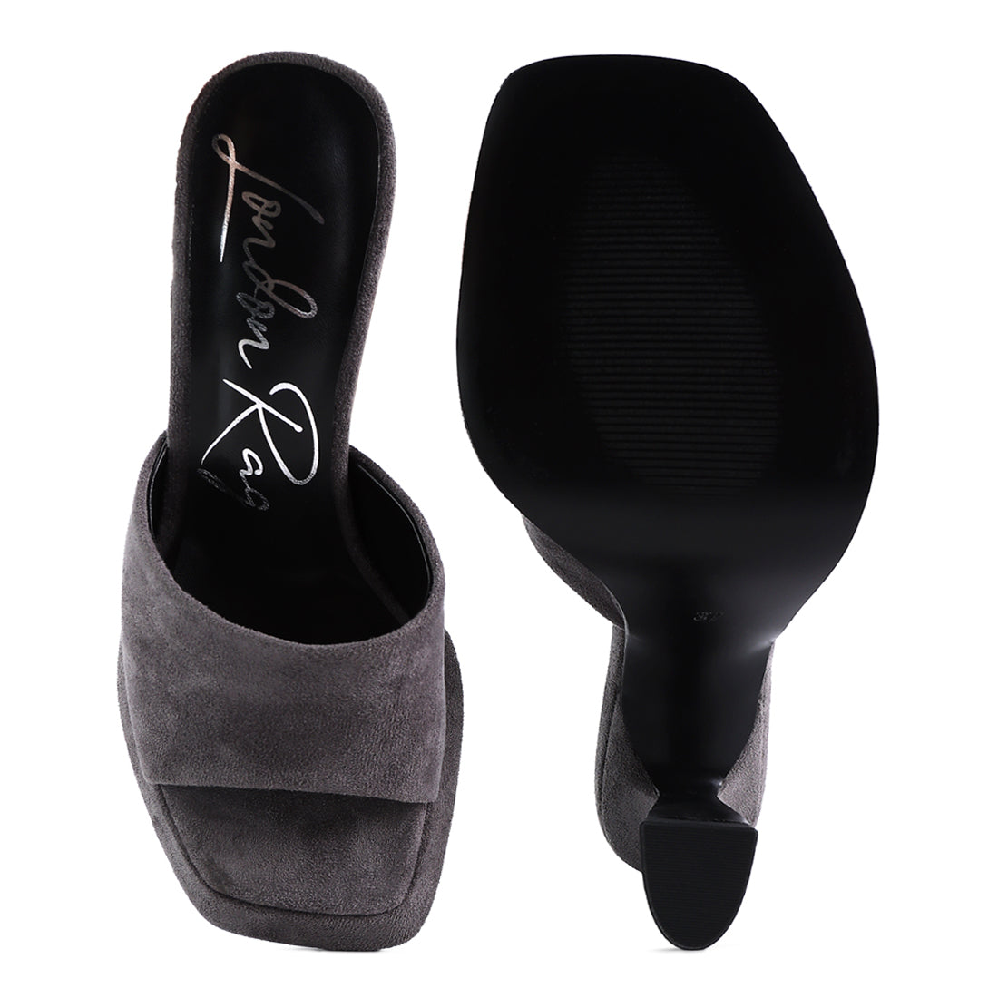 Grey Mid Heel Classic Sandals