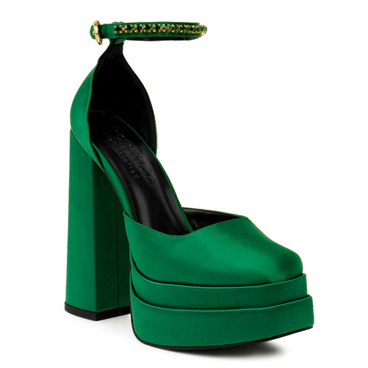 Green Sky High Rampwalk Satin Sandals