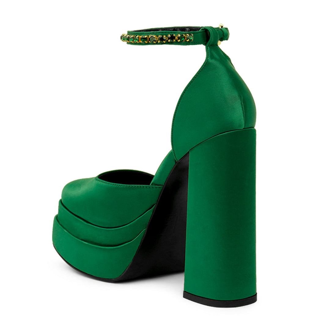 Green Sky High Rampwalk Satin Sandals