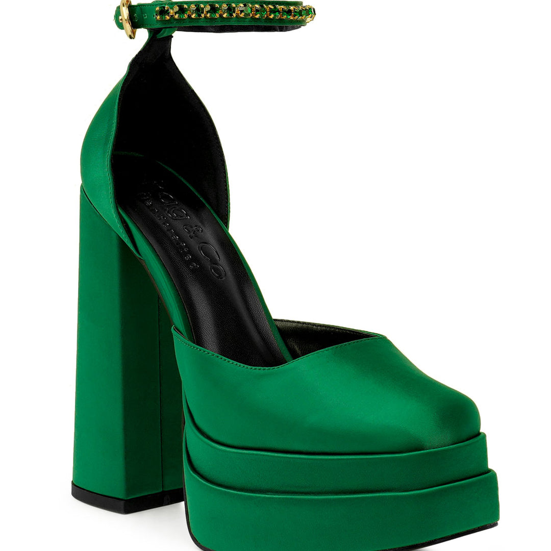 Green Sky High Rampwalk Satin Sandals