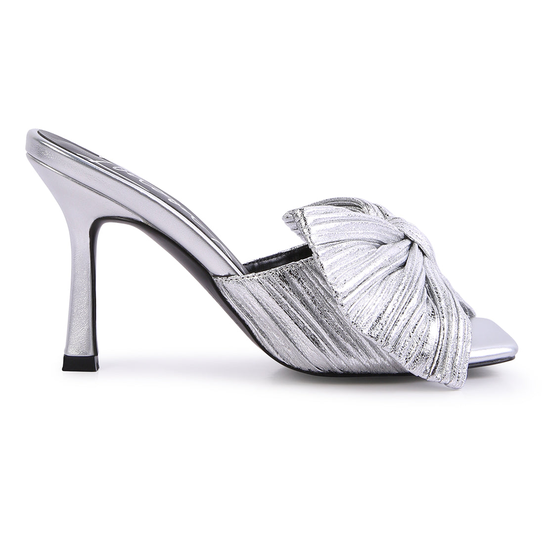 wonderbuz high heeled bow slider sandals#color_silver