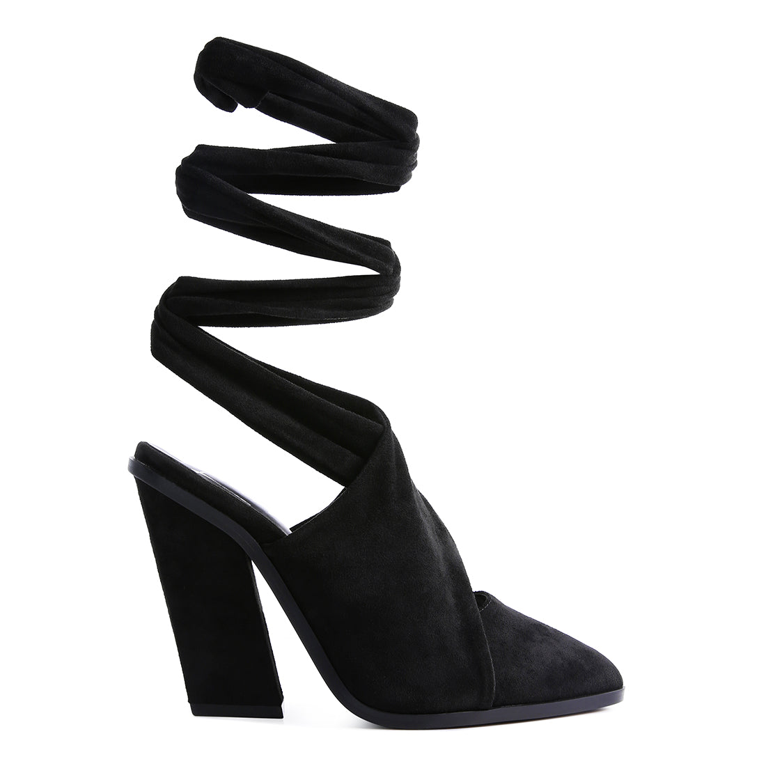 mama fav lace up high block heeled mules#color_black