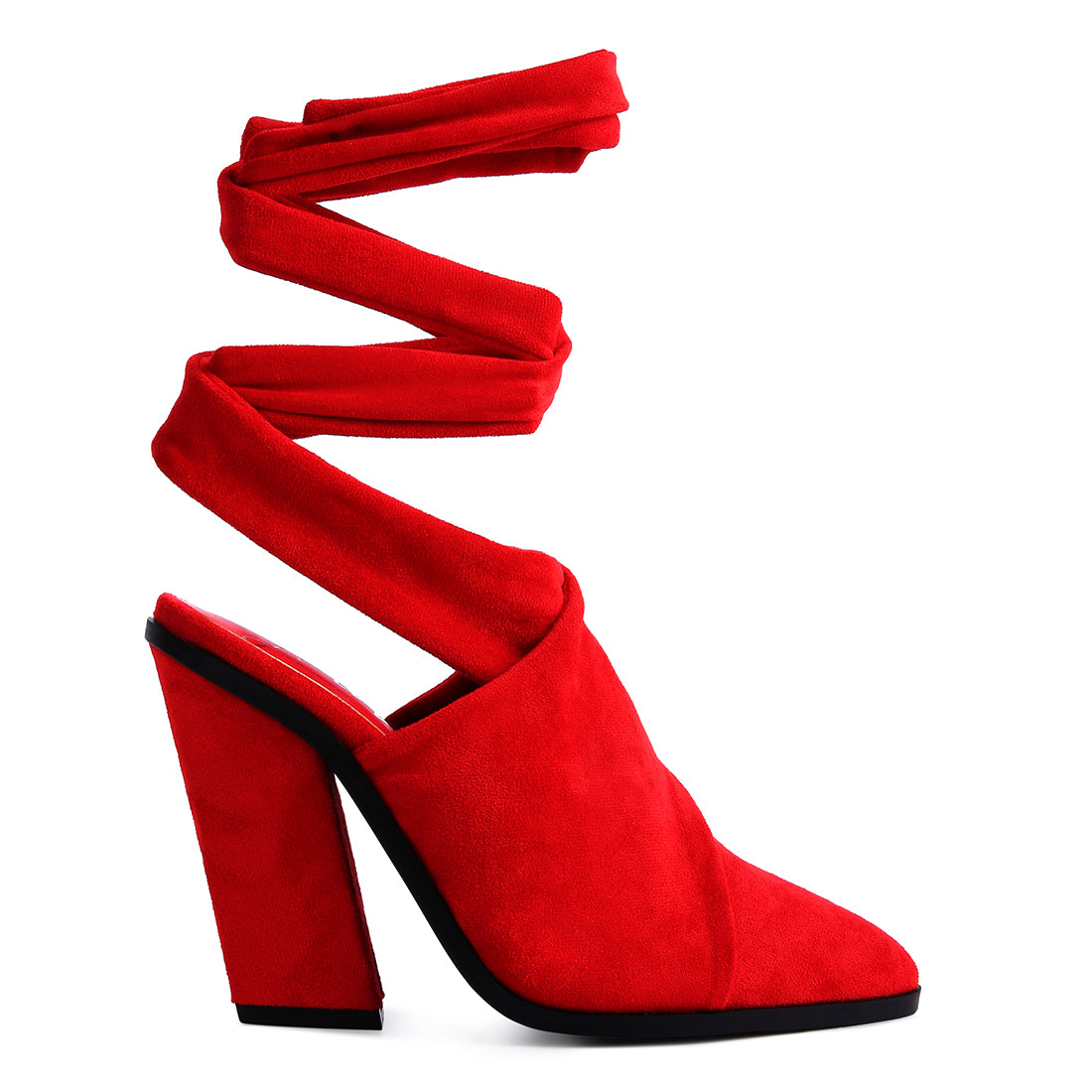 mama fav lace up high block heeled mules#color_red