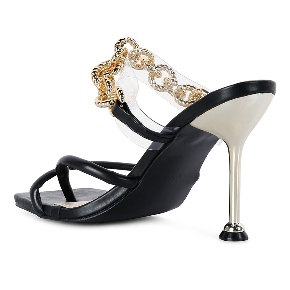 Black Diamante Strap Heeled Sandals
