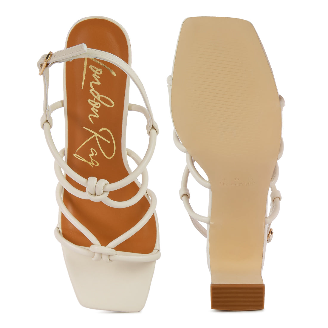 kralor knotted strap mid heel sandal#color_off-white