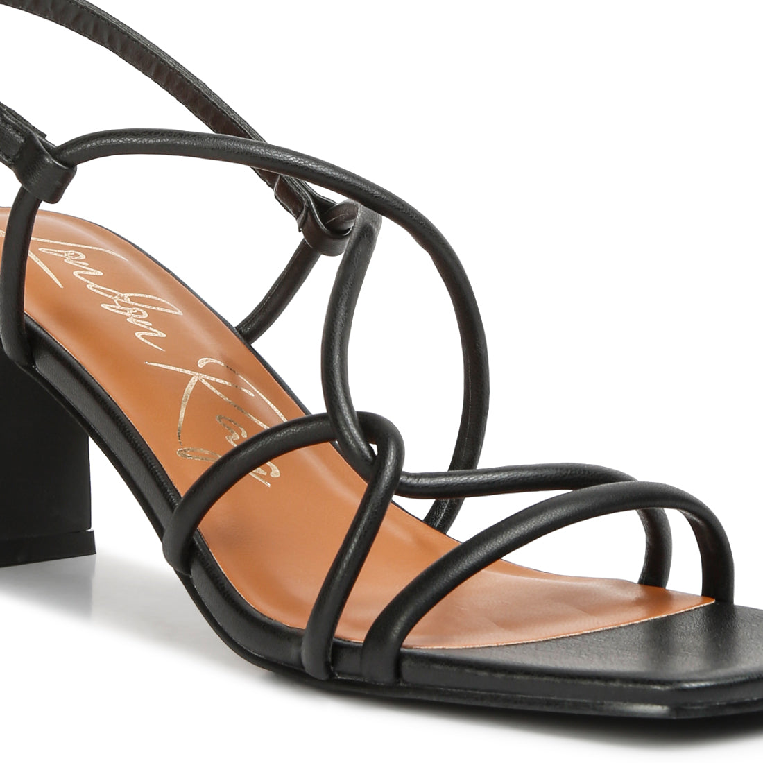 knotted straps block heeled sandals#color_black