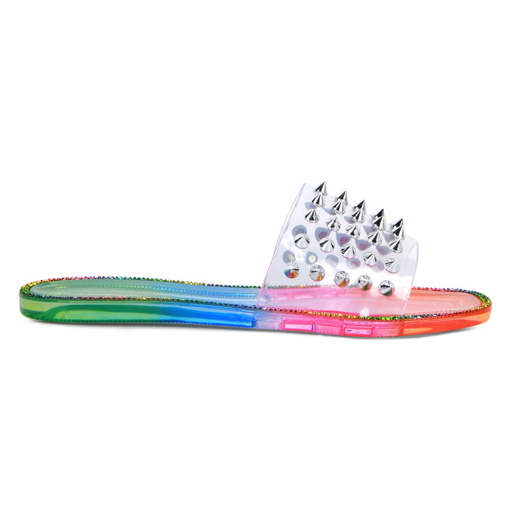 Multi Punk Stud Clear Jelly Flats