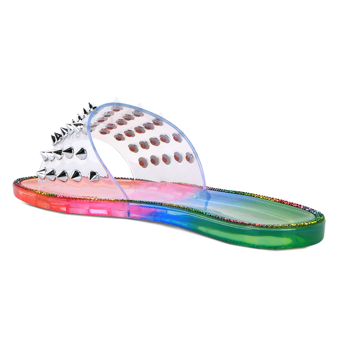 Multi Punk Stud Clear Jelly Flats