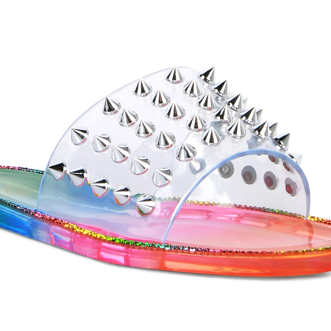 Multi Punk Stud Clear Jelly Flats