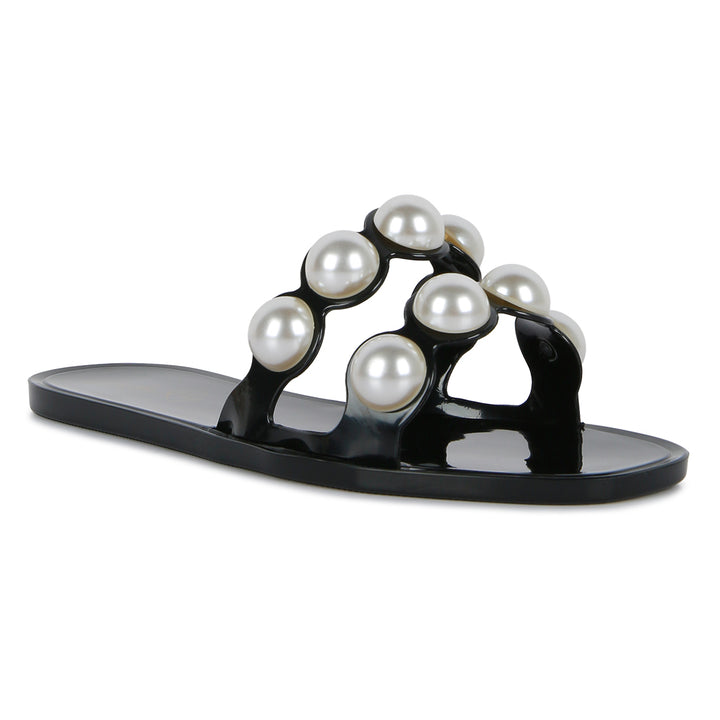 Black Pearl Detail Jelly Flats