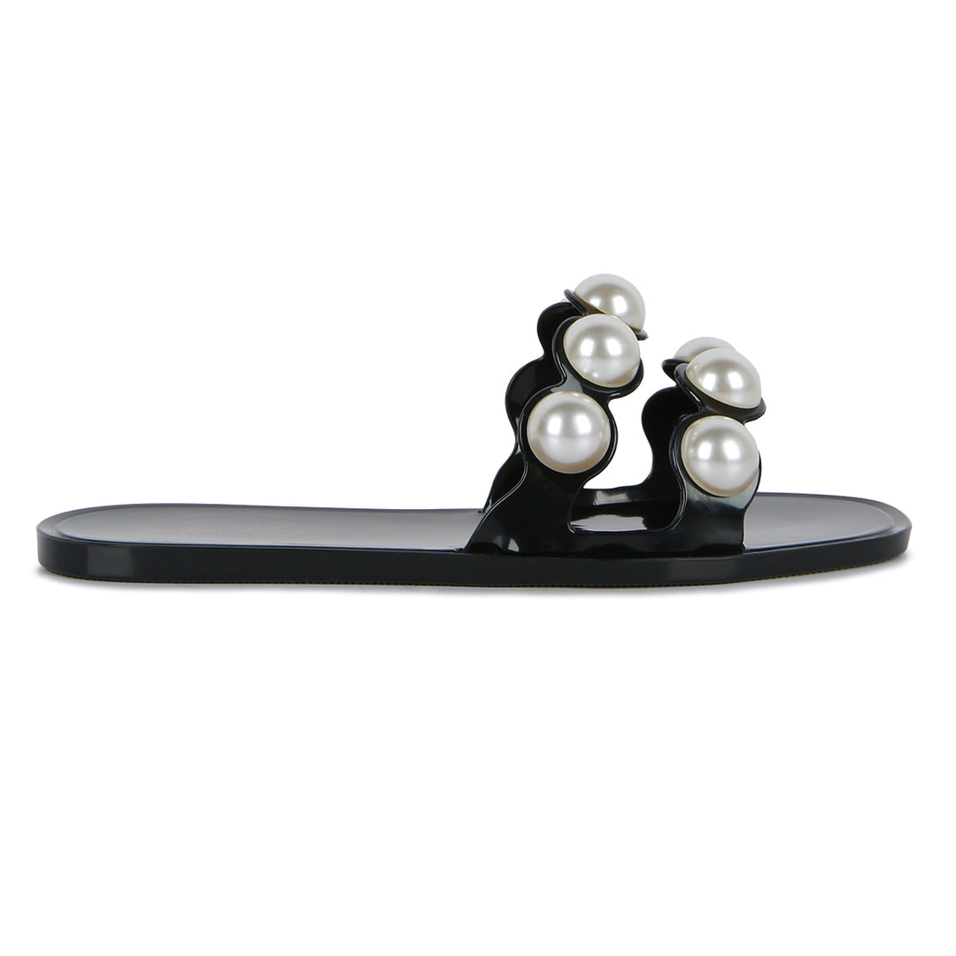 Black Pearl Detail Jelly Flats