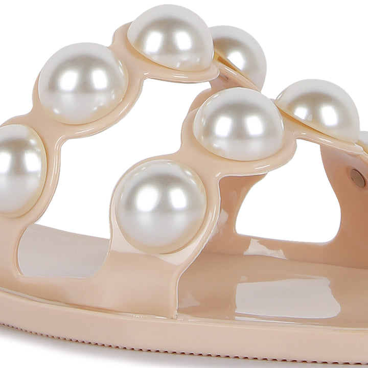 Nude Pearl Detail Jelly Flats