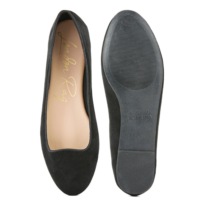 Black Microfiber Casual Ballerinas