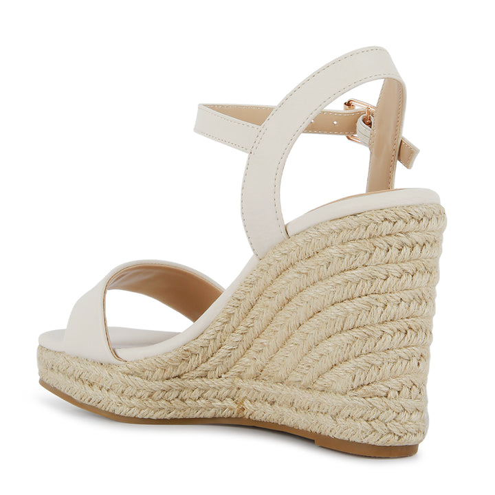 Beige Woven Wedge Sandals