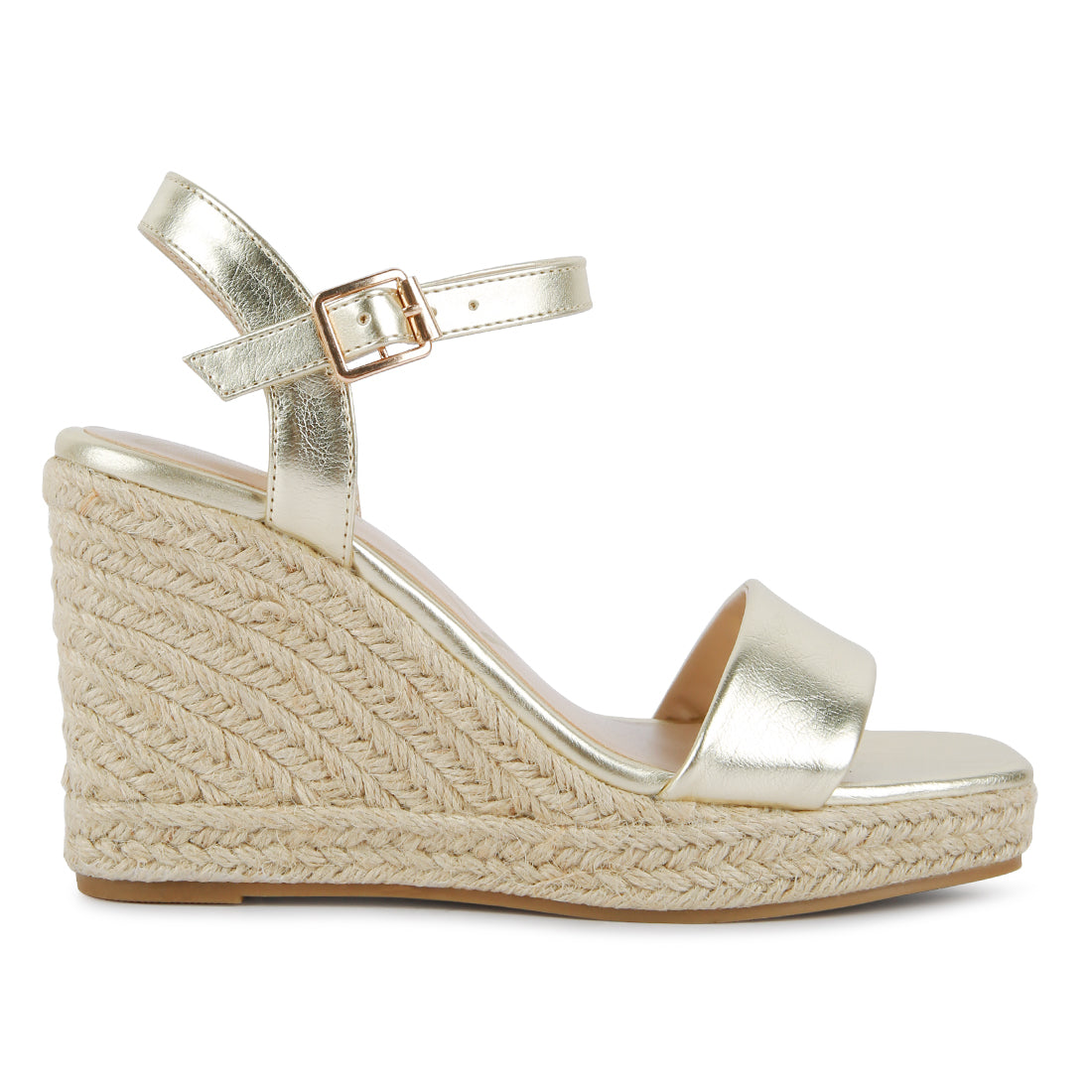 Gold Woven Wedge Sandals