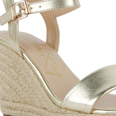 Gold Woven Wedge Sandals