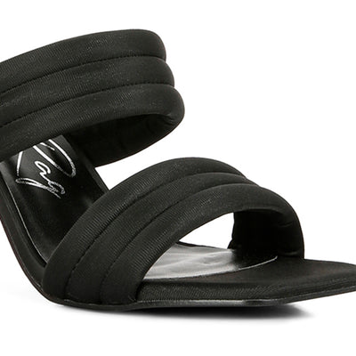 quilted straps spool heeled sandals#color_black