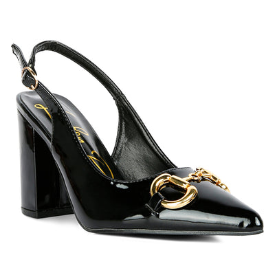 Black Patent Slingback Sandals