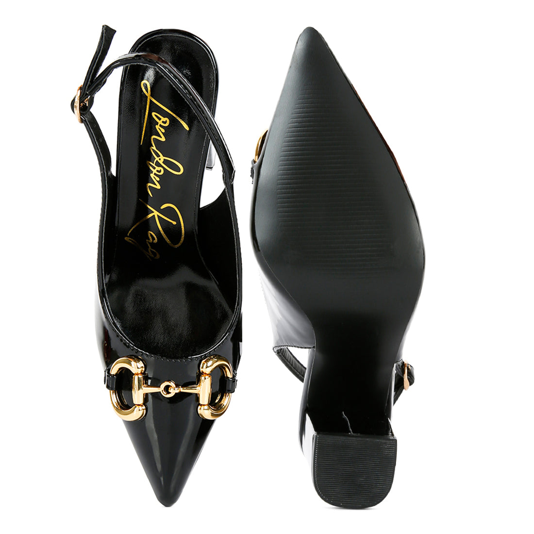 Black Patent Slingback Sandals