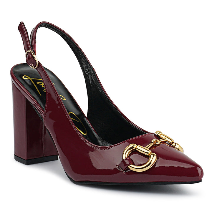 Burgundy Patent Slingback Sandals