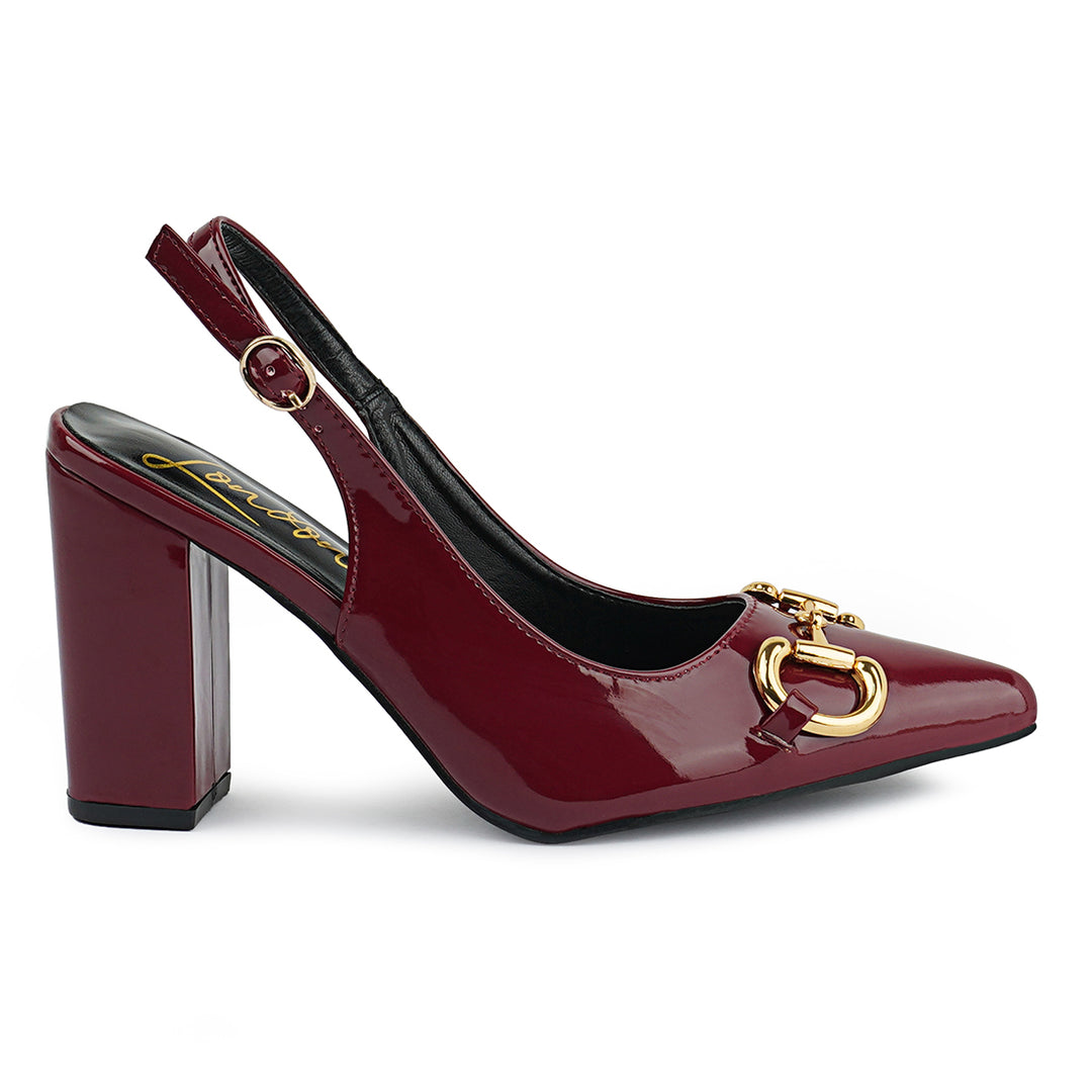 Burgundy Patent Slingback Sandals