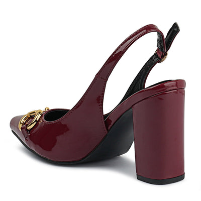 Burgundy Patent Slingback Sandals