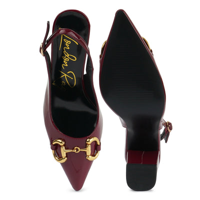 Burgundy Patent Slingback Sandals