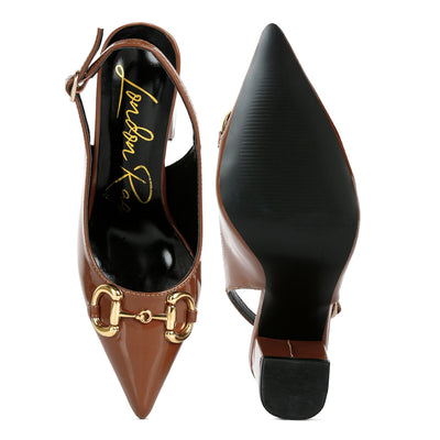 Tan Patent Slingback Sandals