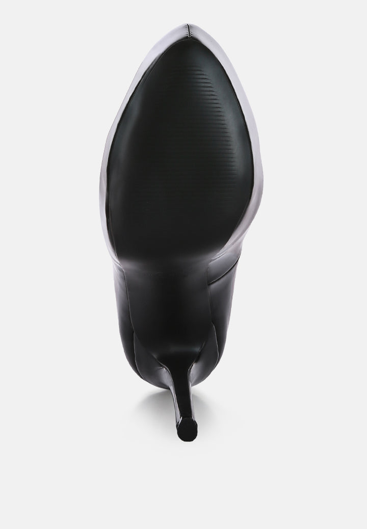 women taupe platform high heels stiletto pumps#color_black