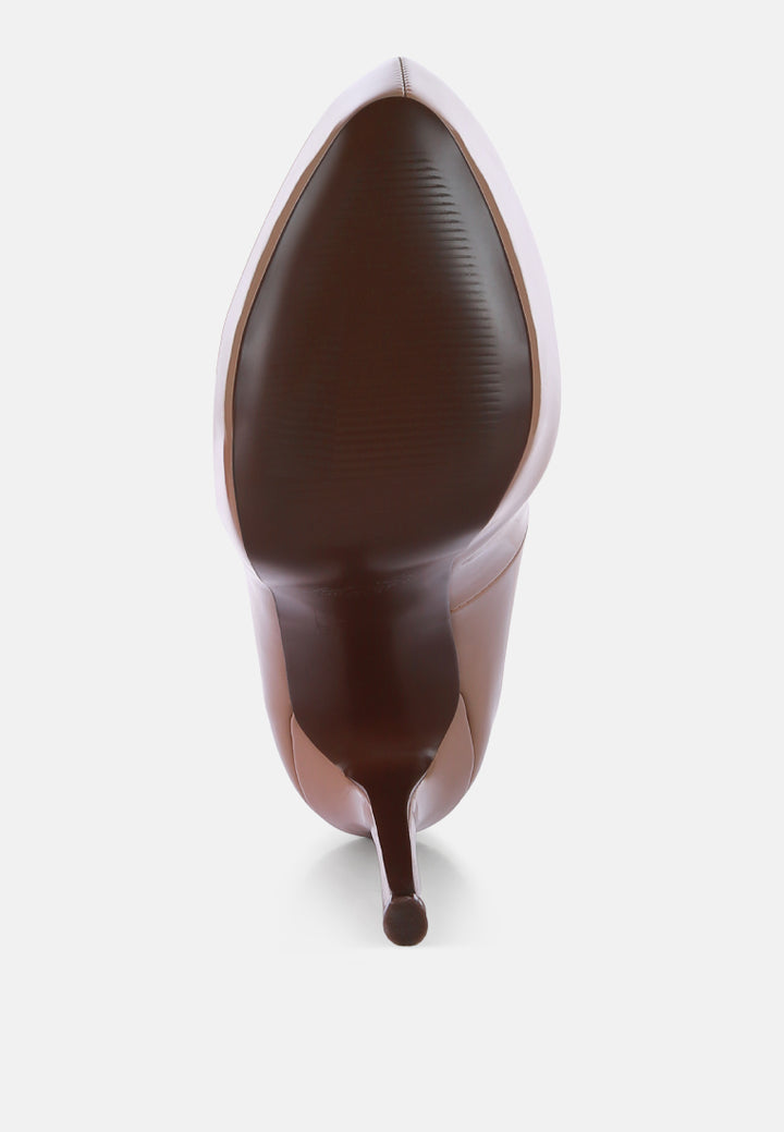 women taupe platform high heels stiletto pumps#color_taupe