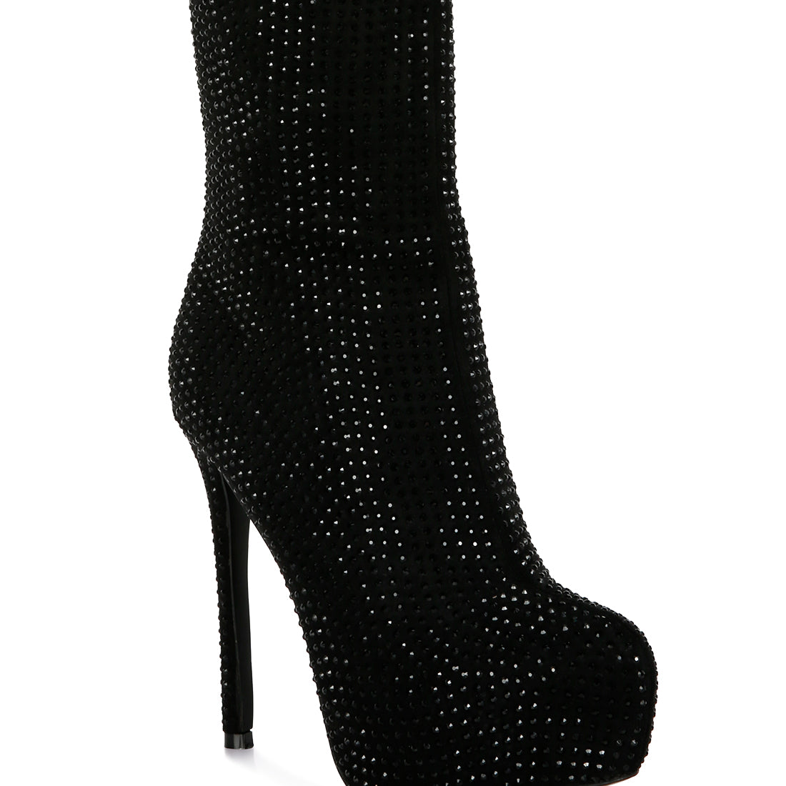 Black Diamante Stiletto Calf Boots