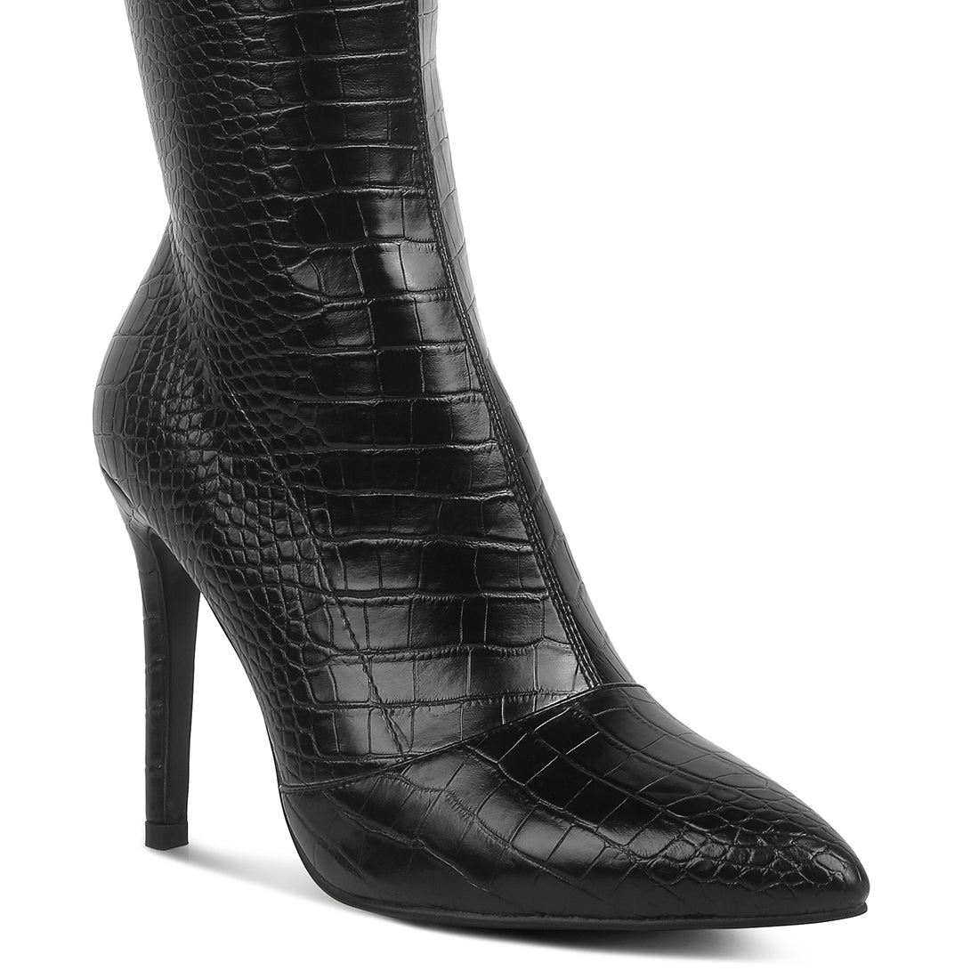 wheedle croc high heeled calf boots#color_black