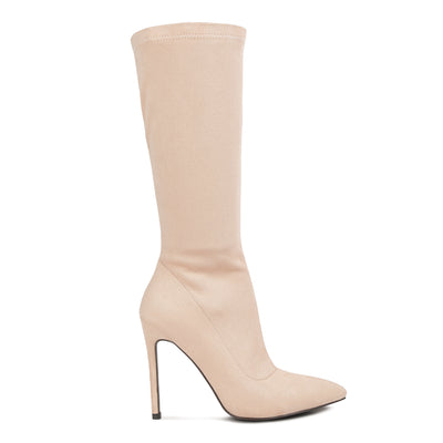 pointed toe high heeled calf boot#color_beige