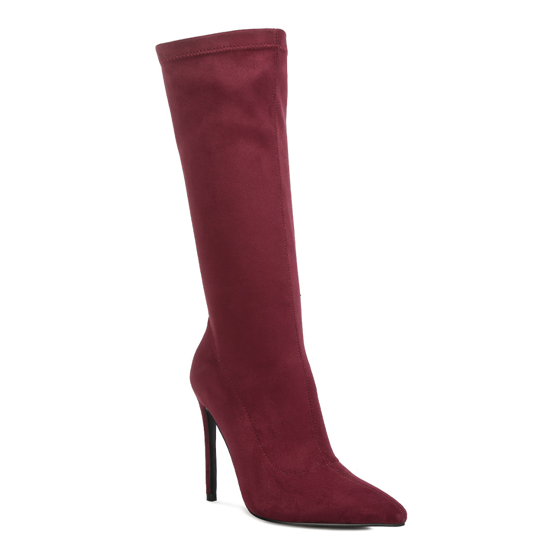 pointed toe high heeled calf boot#color_burgundy