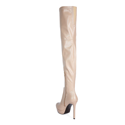 marvelettes high heeled long boots#color_beige