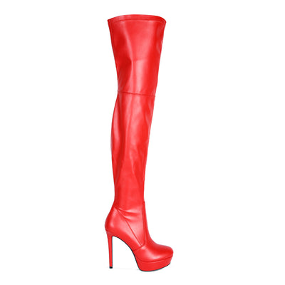 marvelettes high heeled long boots#color_red