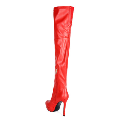 marvelettes high heeled long boots#color_red
