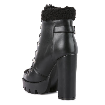 fur collared ankle boots#color_black